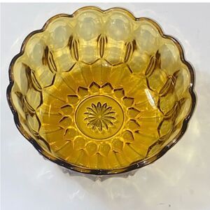 Vintage Anchor Hocking Amber Glass Bowl with Scalloped Design Glassware